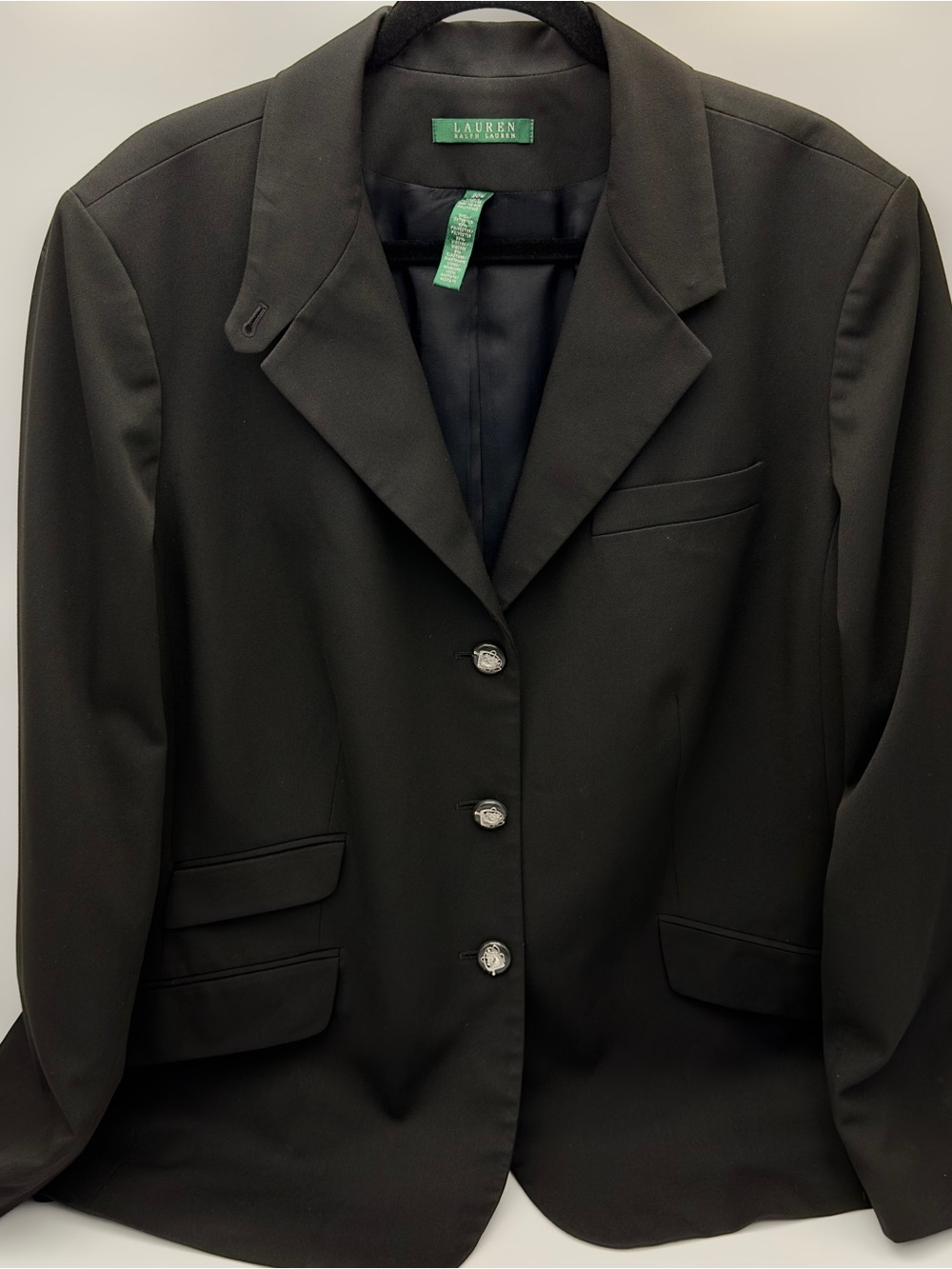 Lauren Ralph Lauren Black Fitted Career Blazer Horse Polo Buttons WOM 20W